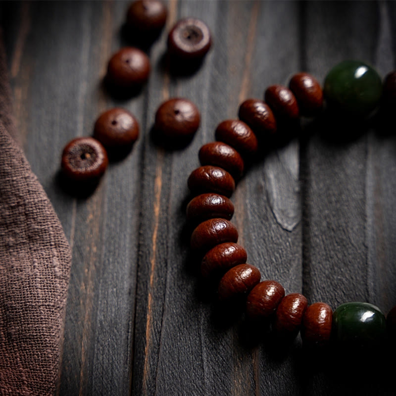 Purple Bodhi Seed & Hetian Jade Wisdom Bracelet 12mm