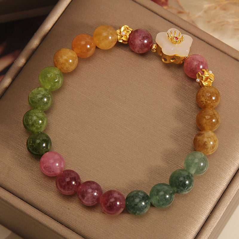 Colorful Tourmaline Jade Love Bracelet 14-16cm Wrist