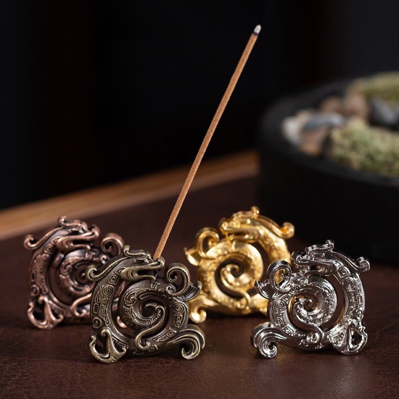 Mini Dragon Pattern Zinc Alloy Incense Burner 4x3.7cm