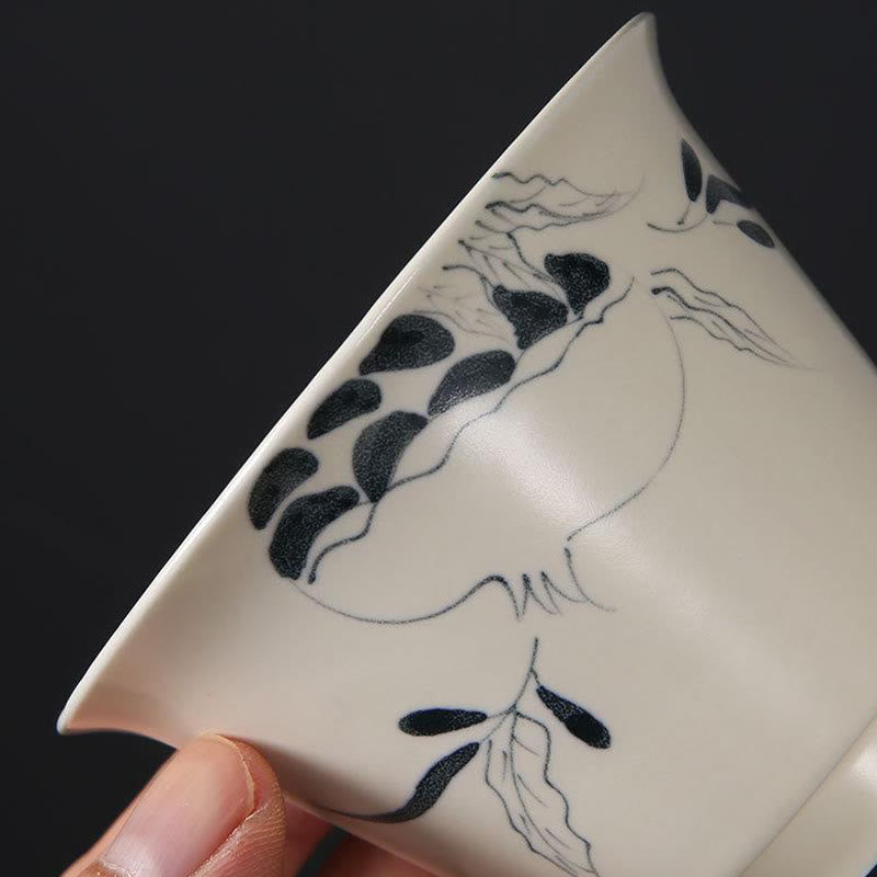 Hand Painted Ceramic Gaiwan Tea Cup With Lid 200ml | Zen Decor