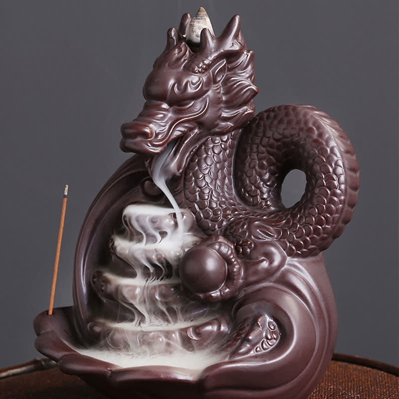 Dragon Pattern Ceramic Incense Burner for Success & Protection