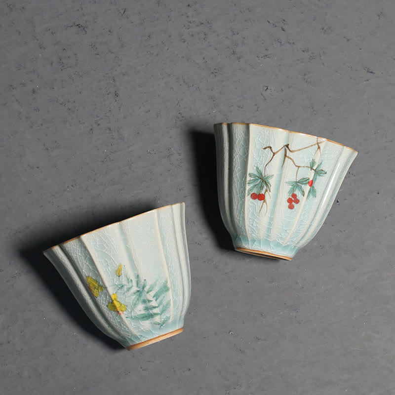 Loquat Dogwood Ceramic Kung Fu Tea Cup 75ml Zen Decor