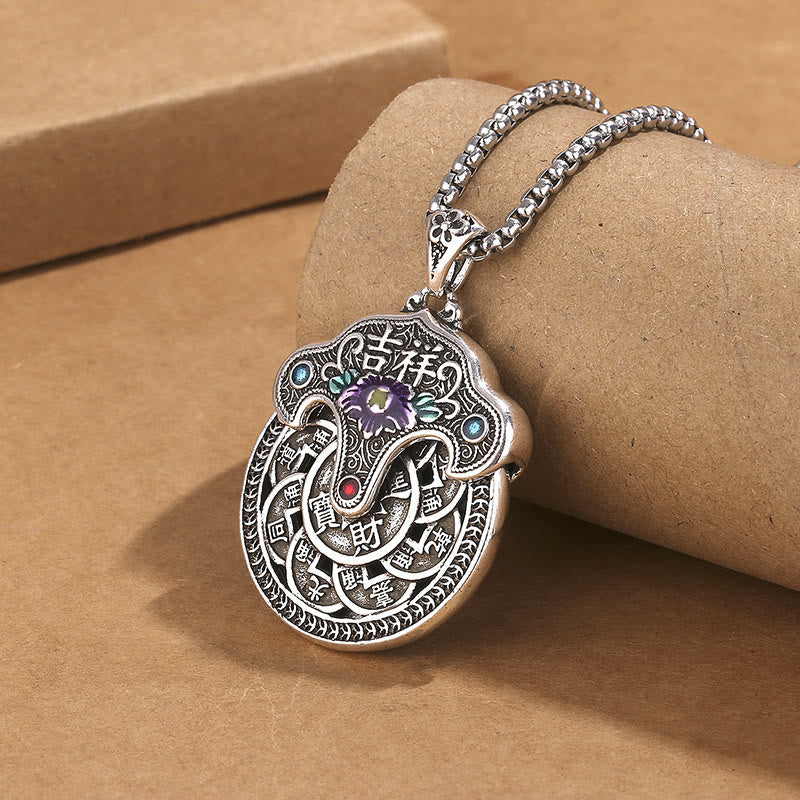 Peony Flower Copper Coins Spiritual Necklace for Wealth & Healing