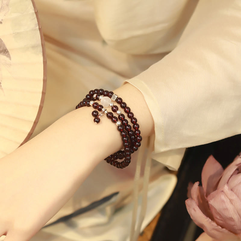 14cm Garnet & 925 Sterling Silver Protection Bracelet