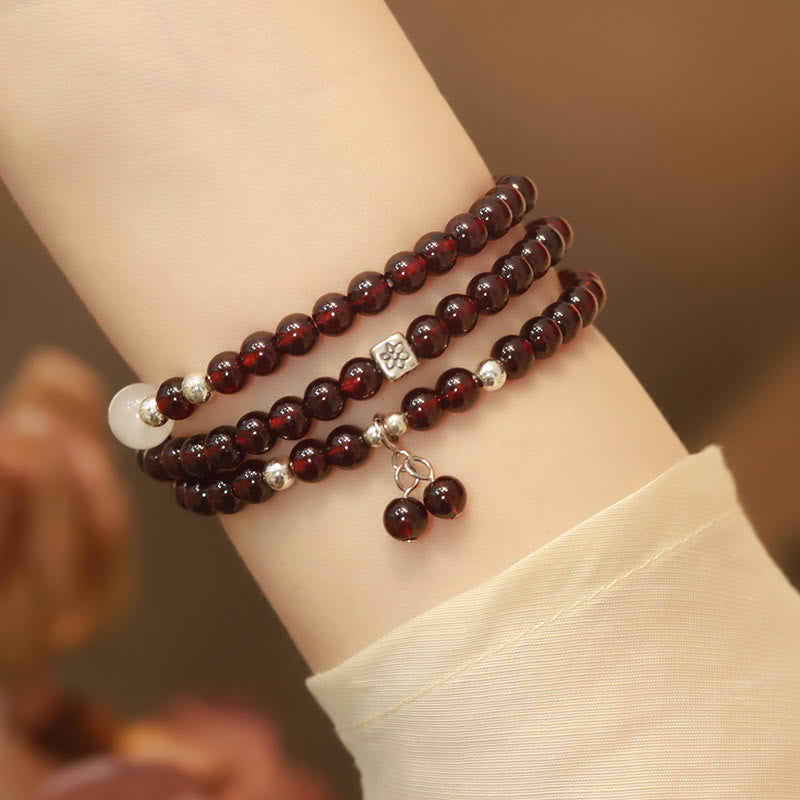 14cm Garnet & 925 Sterling Silver Protection Bracelet