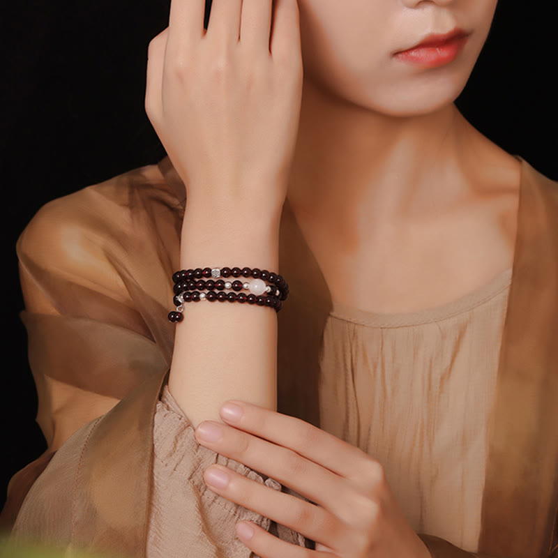 14cm Garnet & 925 Sterling Silver Protection Bracelet