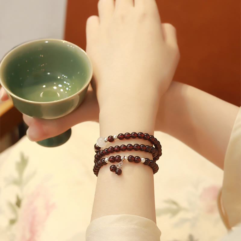 14cm Garnet & 925 Sterling Silver Protection Bracelet