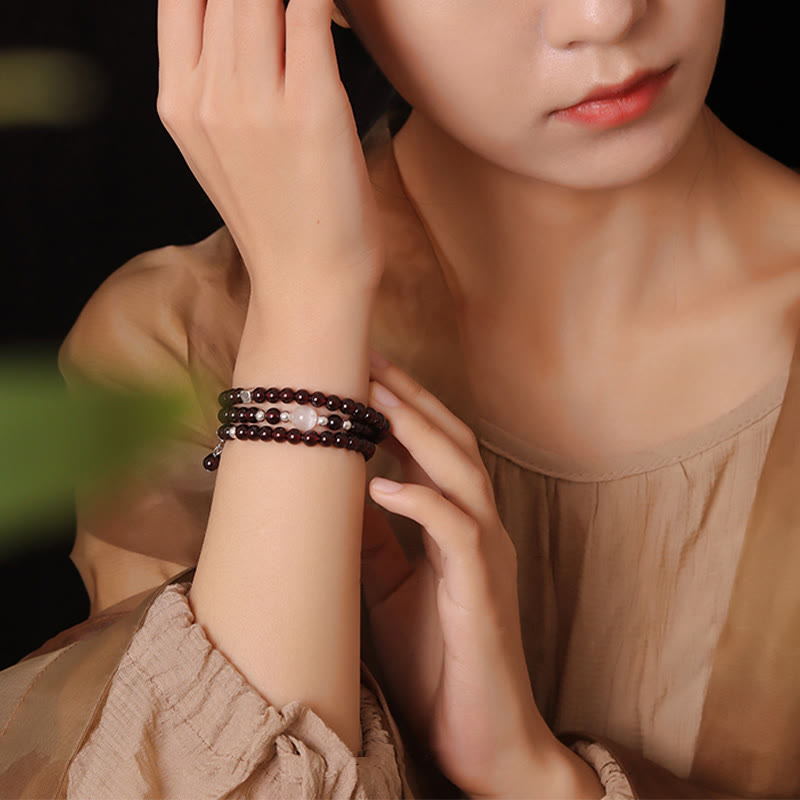 14cm Garnet & 925 Sterling Silver Protection Bracelet