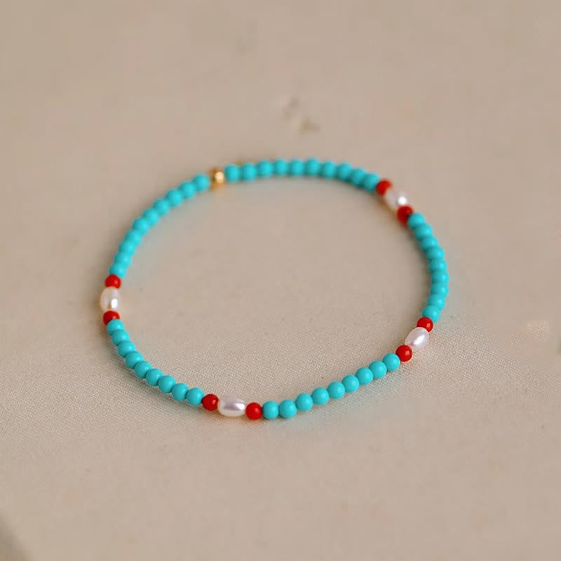 Turquoise Red Agate Protection Bracelet Small Beads