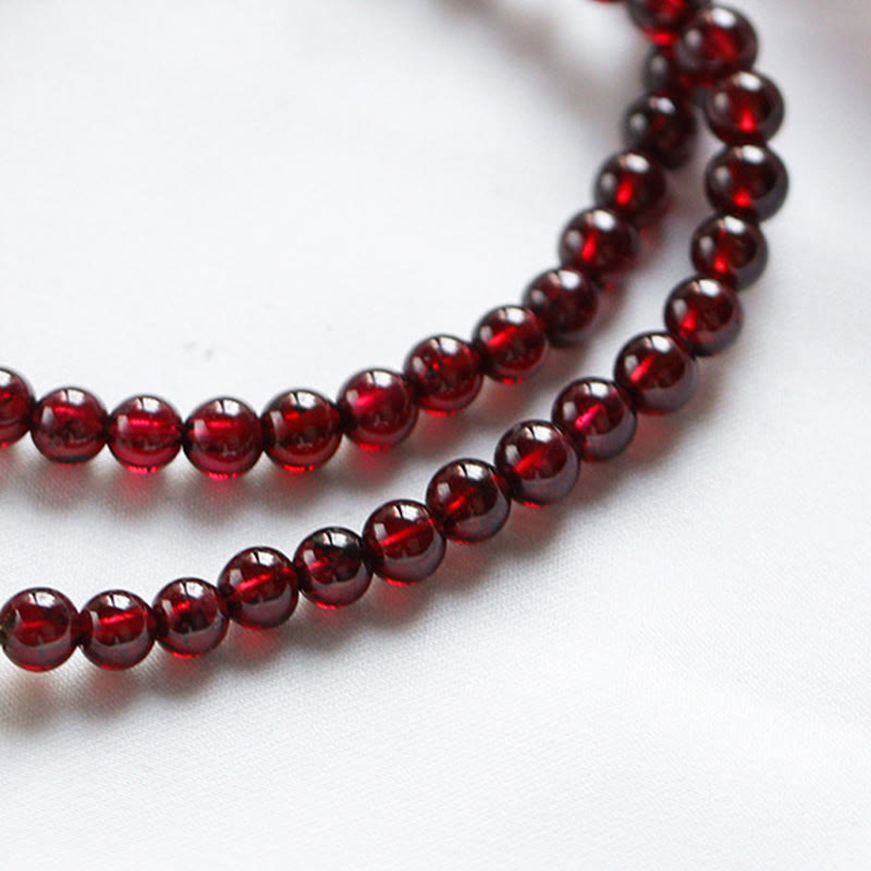 14K Gold Garnet Strawberry Quartz Stability Bracelet