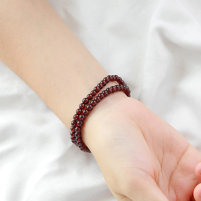 14K Gold Garnet Strawberry Quartz Stability Bracelet