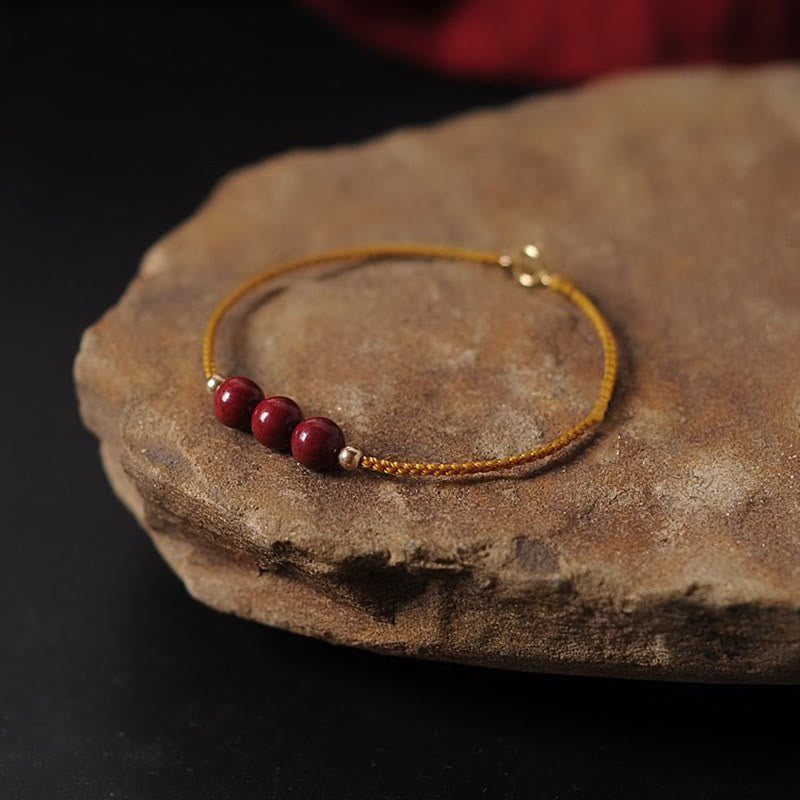 14K Gold Plated Cinnabar Blessing String Braided Bracelet