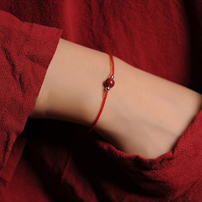 14K Gold Plated Cinnabar Blessing String Braided Bracelet
