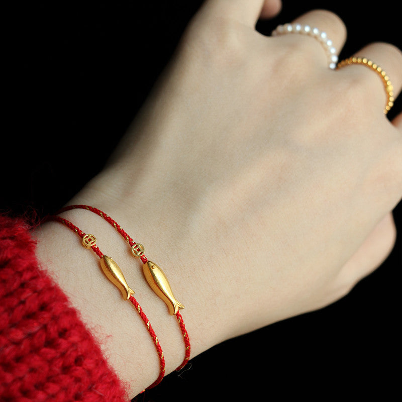 14K Gold Plated Koi Fish Luck Wealth Braided Bracelet