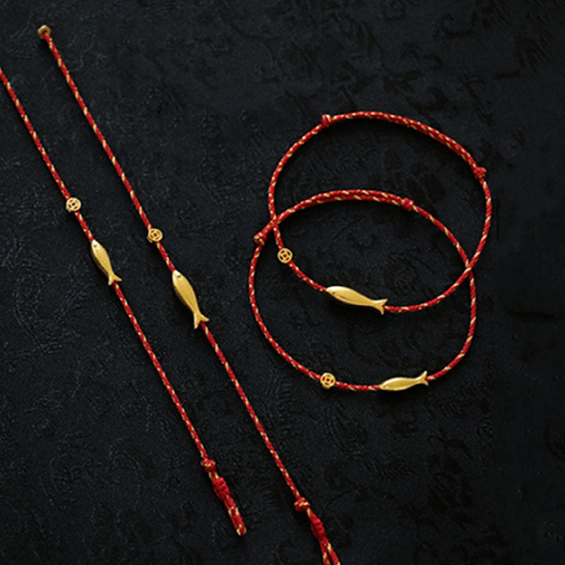 14K Gold Plated Koi Fish Luck Wealth Braided Bracelet