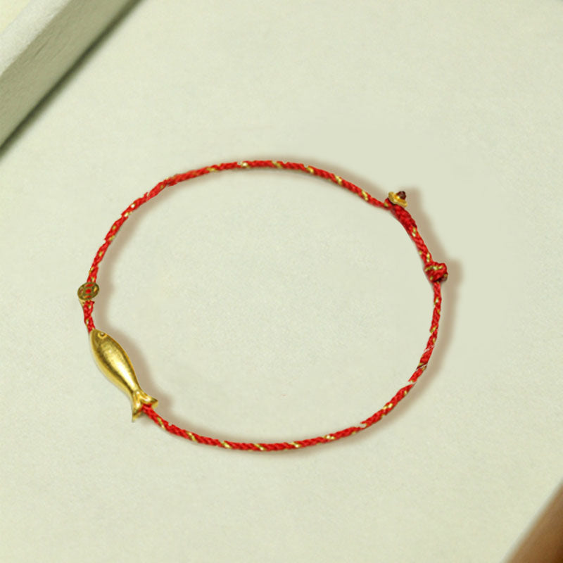 14K Gold Plated Koi Fish Luck Wealth Braided Bracelet