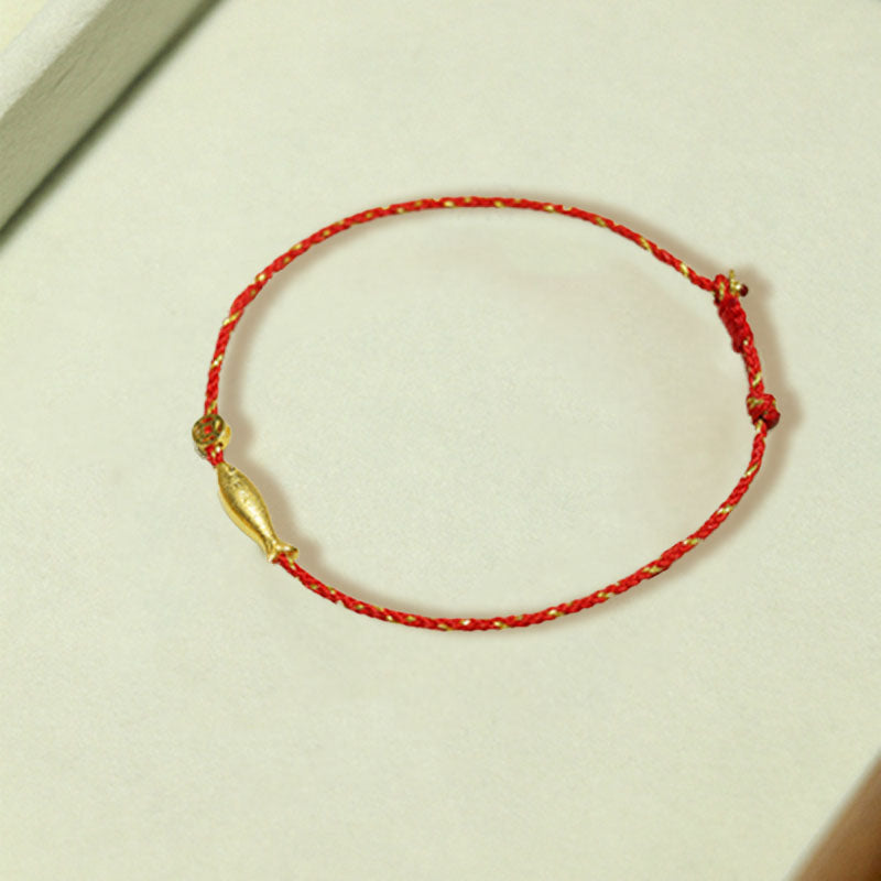 14K Gold Plated Koi Fish Luck Wealth Braided Bracelet