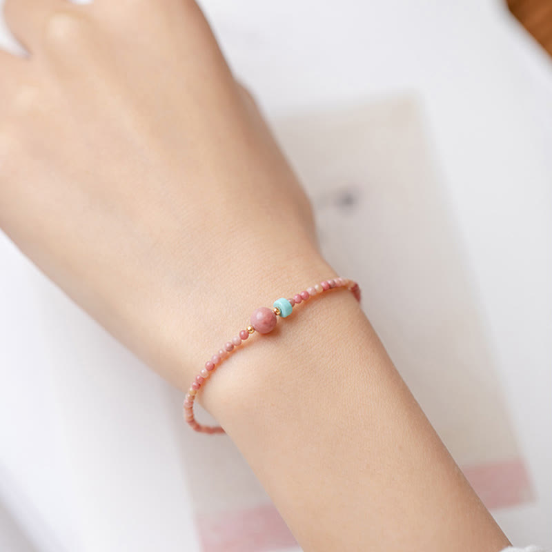 14K Gold Plated Rhodonite Loving Energy Chain Bracelet