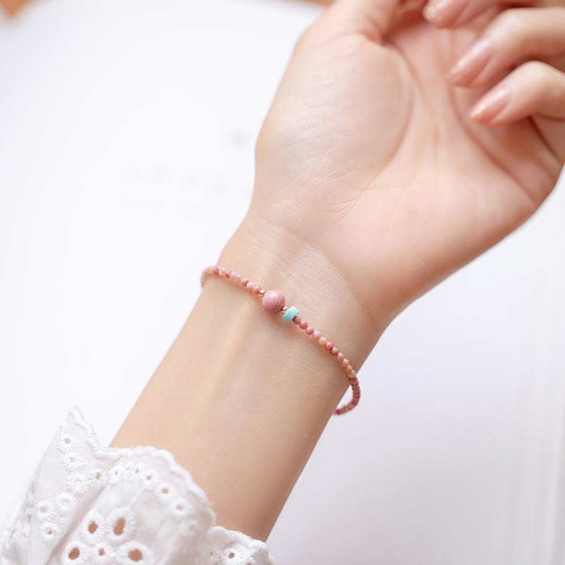 14K Gold Plated Rhodonite Loving Energy Chain Bracelet