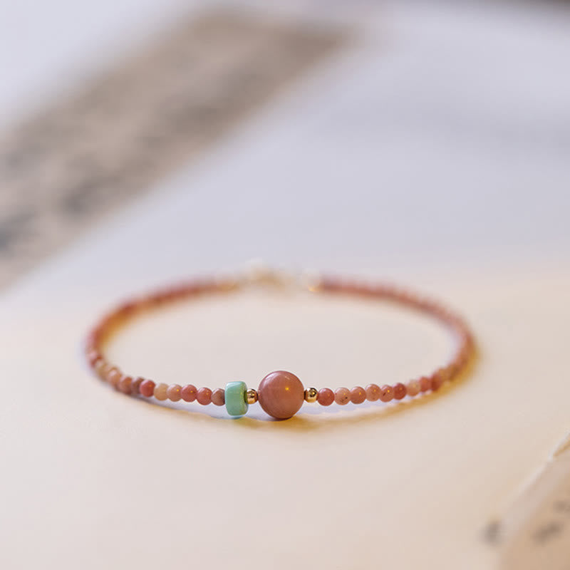 14K Gold Plated Rhodonite Loving Energy Chain Bracelet