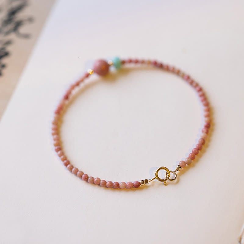 14K Gold Plated Rhodonite Loving Energy Chain Bracelet
