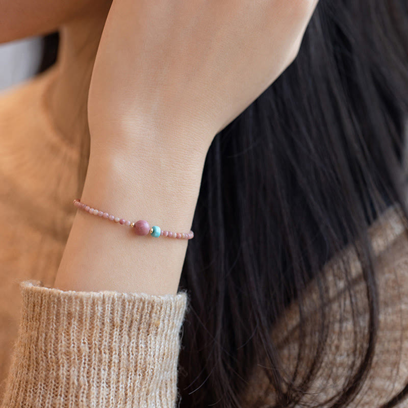 14K Gold Plated Rhodonite Loving Energy Chain Bracelet