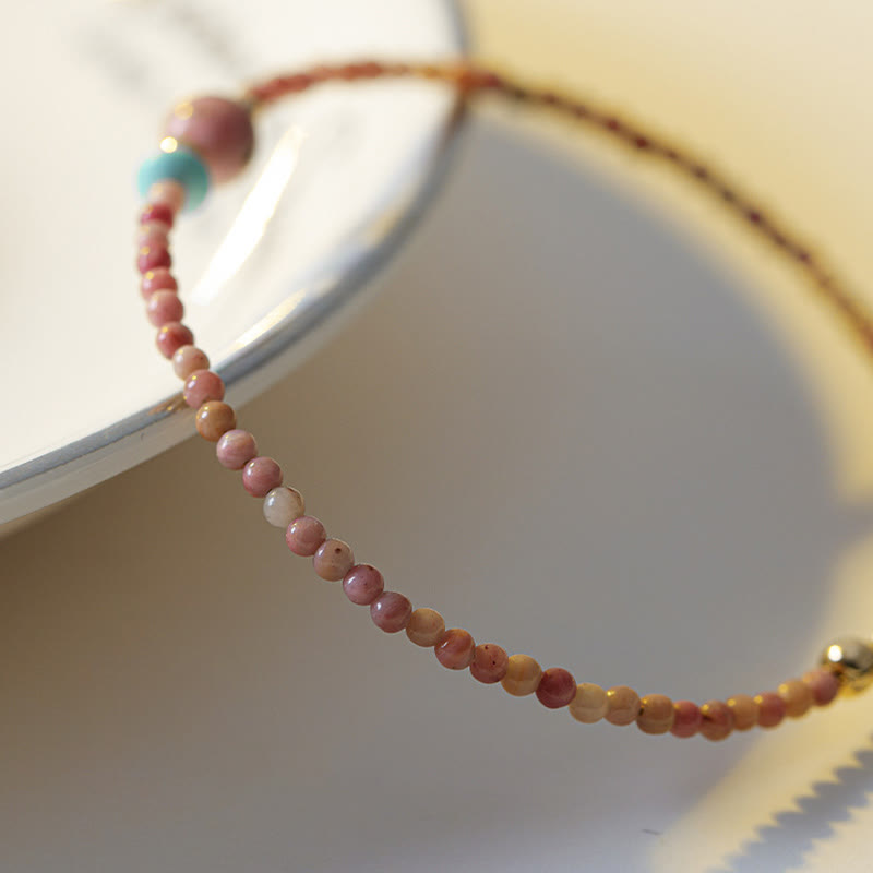 14K Gold Plated Rhodonite Loving Energy Chain Bracelet