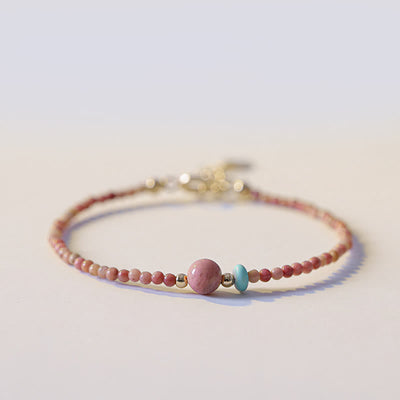 14K Gold Plated Rhodonite Loving Energy Chain Bracelet
