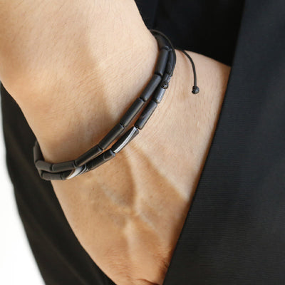 14mm Black Onyx Bead Bracelet for Support & Protection
