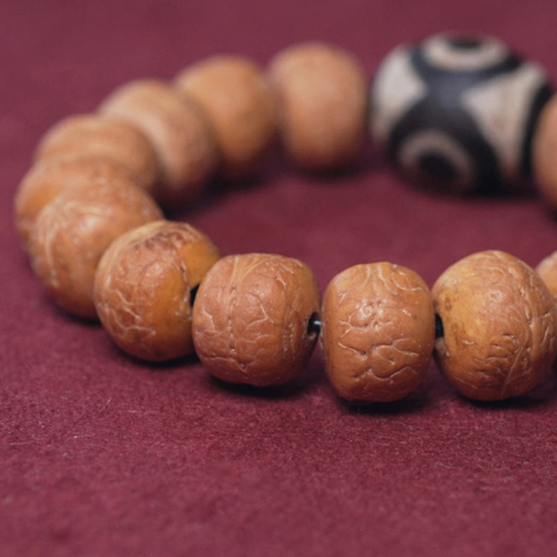 14mm Bodhi Seed Dzi Bead Wrist Mala Bracelet for Peace