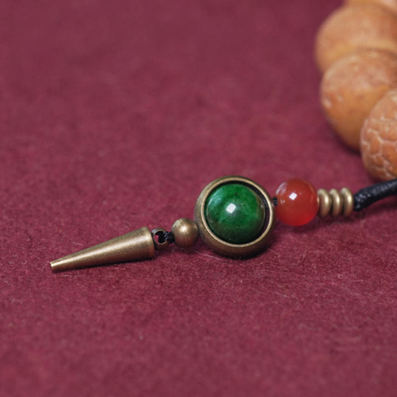 14mm Bodhi Seed Dzi Bead Wrist Mala Bracelet for Peace