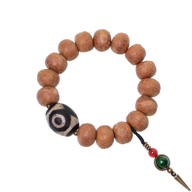 14mm Bodhi Seed Dzi Bead Wrist Mala Bracelet for Peace