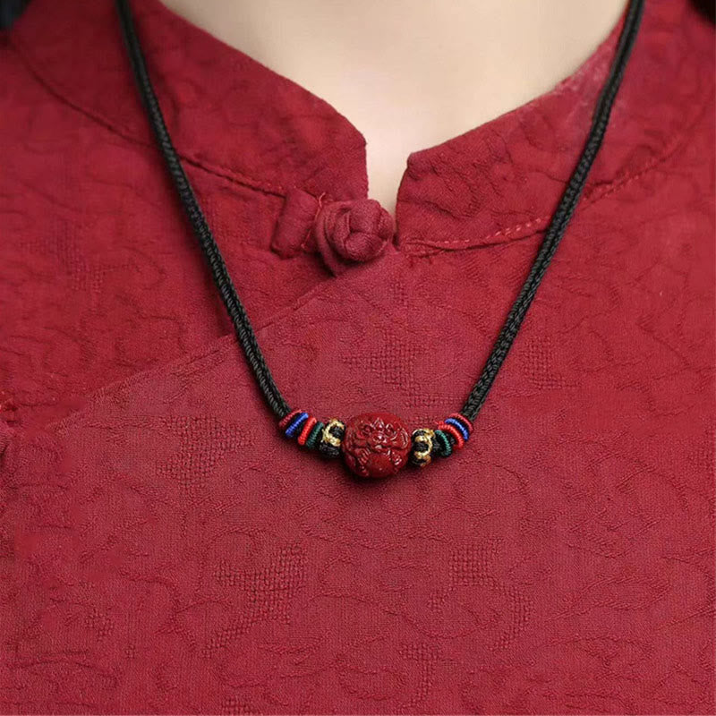 14mm Cinnabar Chinese Zodiac Blessing Necklace Pendant