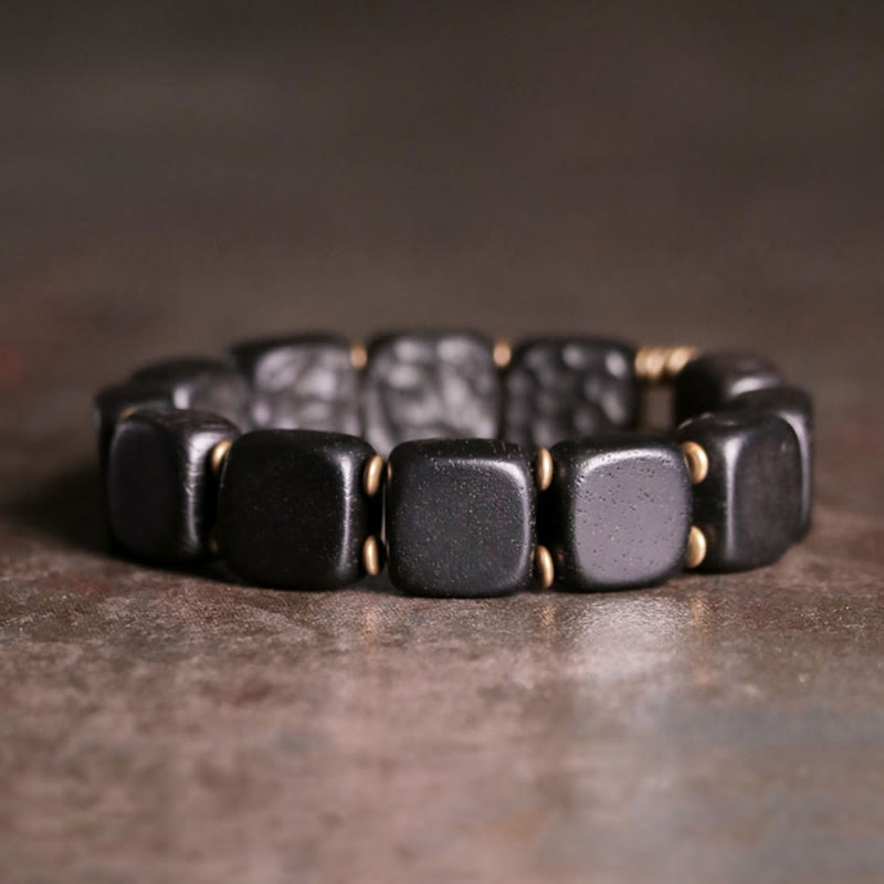 14mm Ebony Wood Copper Peace Balance Spiritual Bracelet