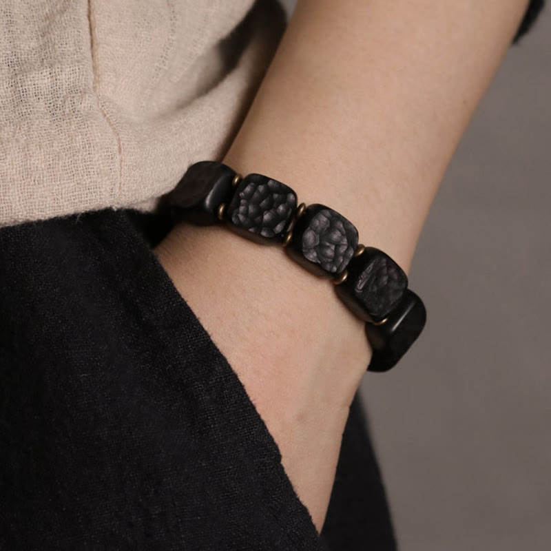 14mm Ebony Wood Copper Peace Balance Spiritual Bracelet