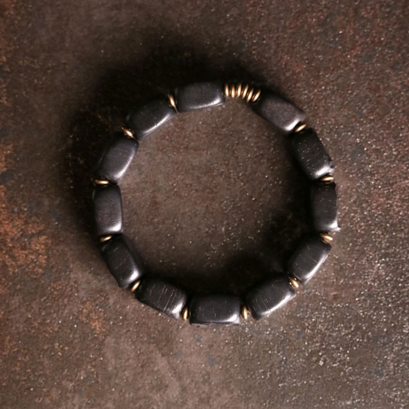 14mm Ebony Wood Copper Peace Balance Spiritual Bracelet