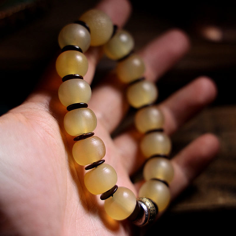 14mm Om Mani Padme Hum Sheep Horn Bracelet Unisex