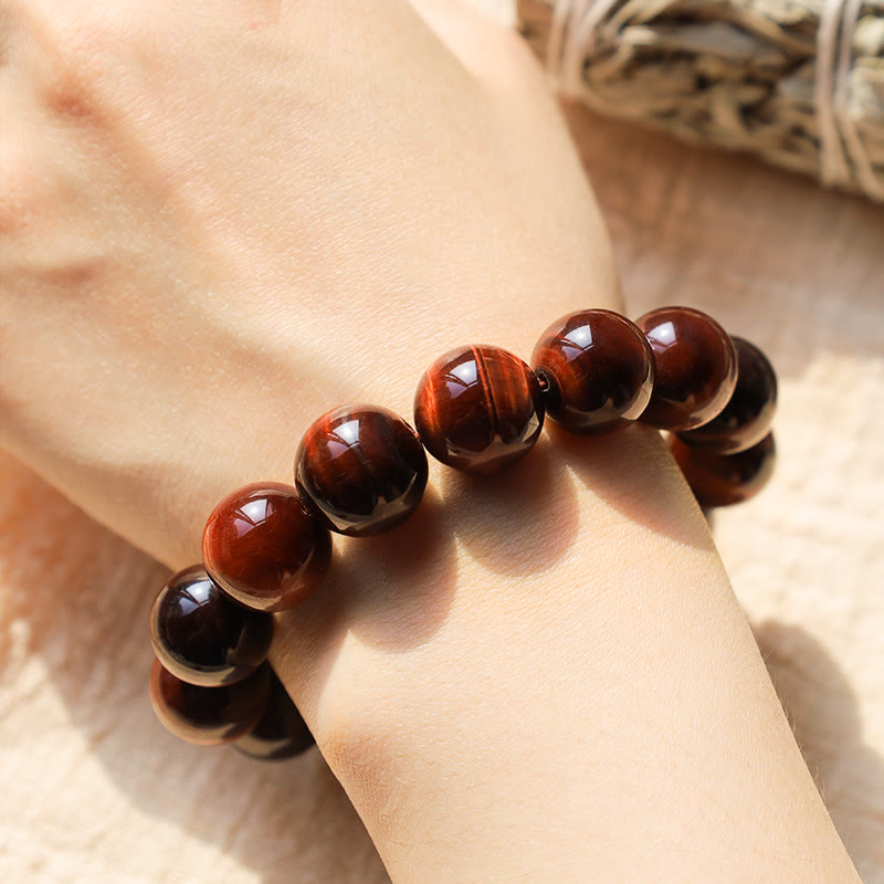 14mm Tiger Eye Healing Bracelet for Protection & Courage