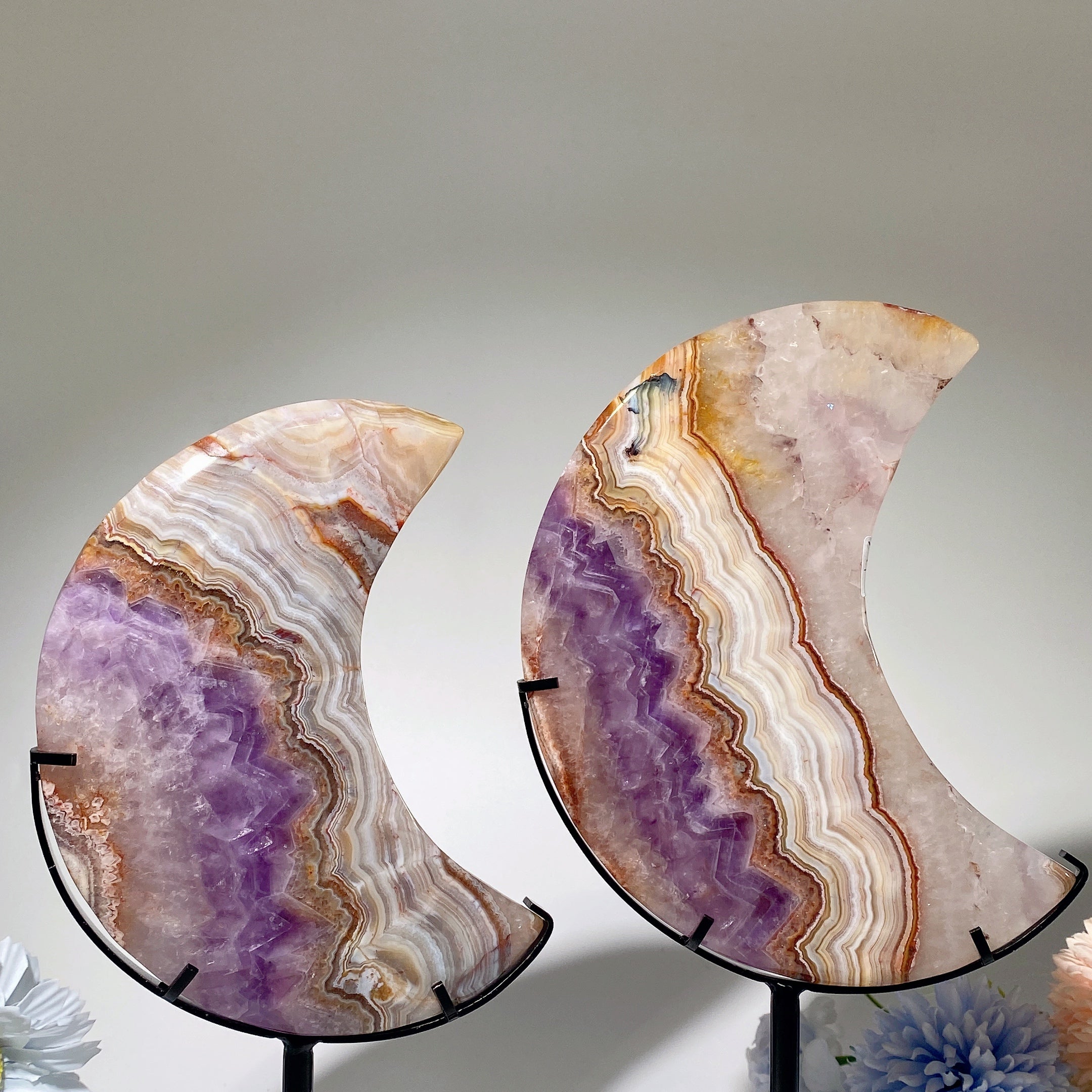 15-20cm Mexican Onyx Amethyst Moon Crystal Healing Specimen