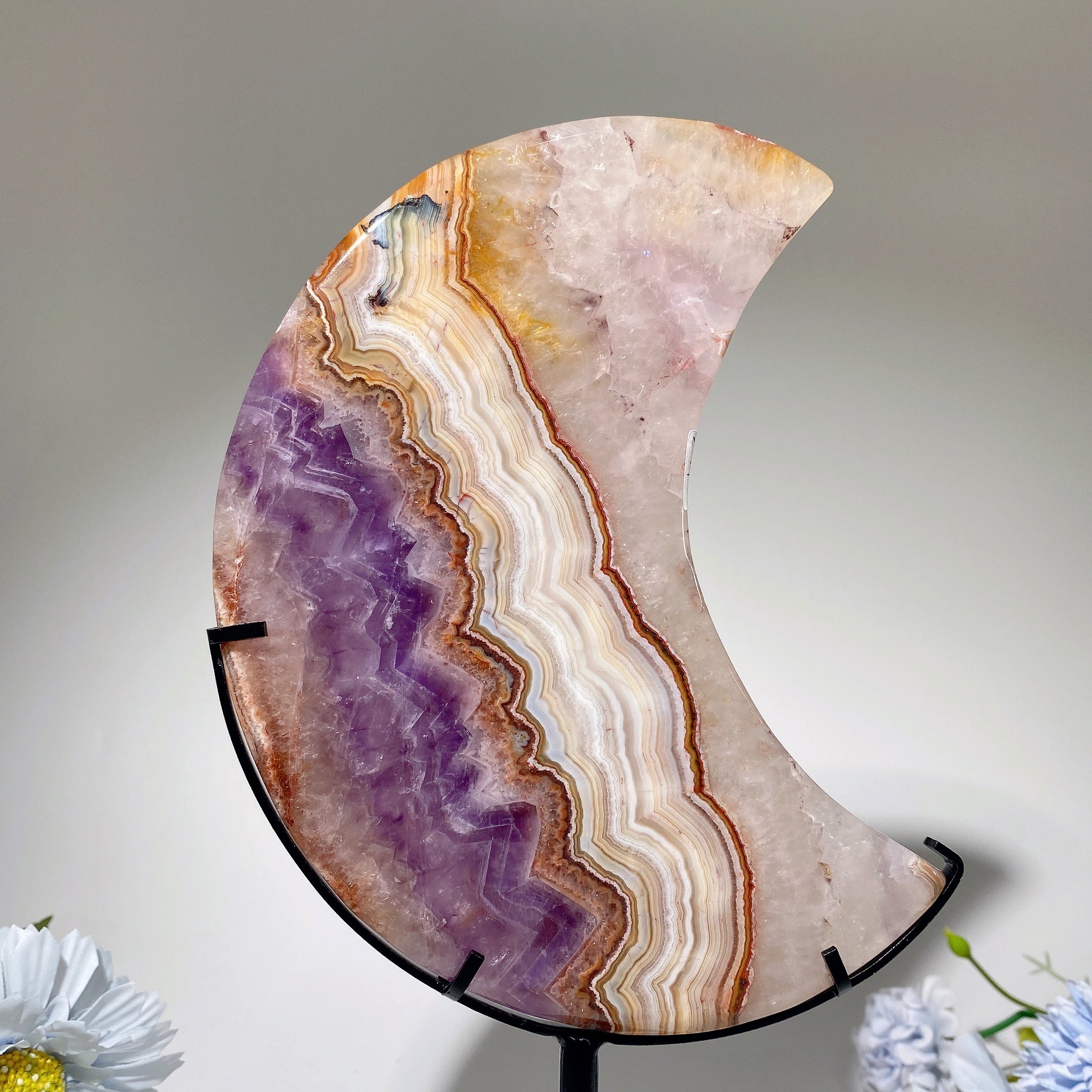 15-20cm Mexican Onyx Amethyst Moon Crystal Healing Specimen