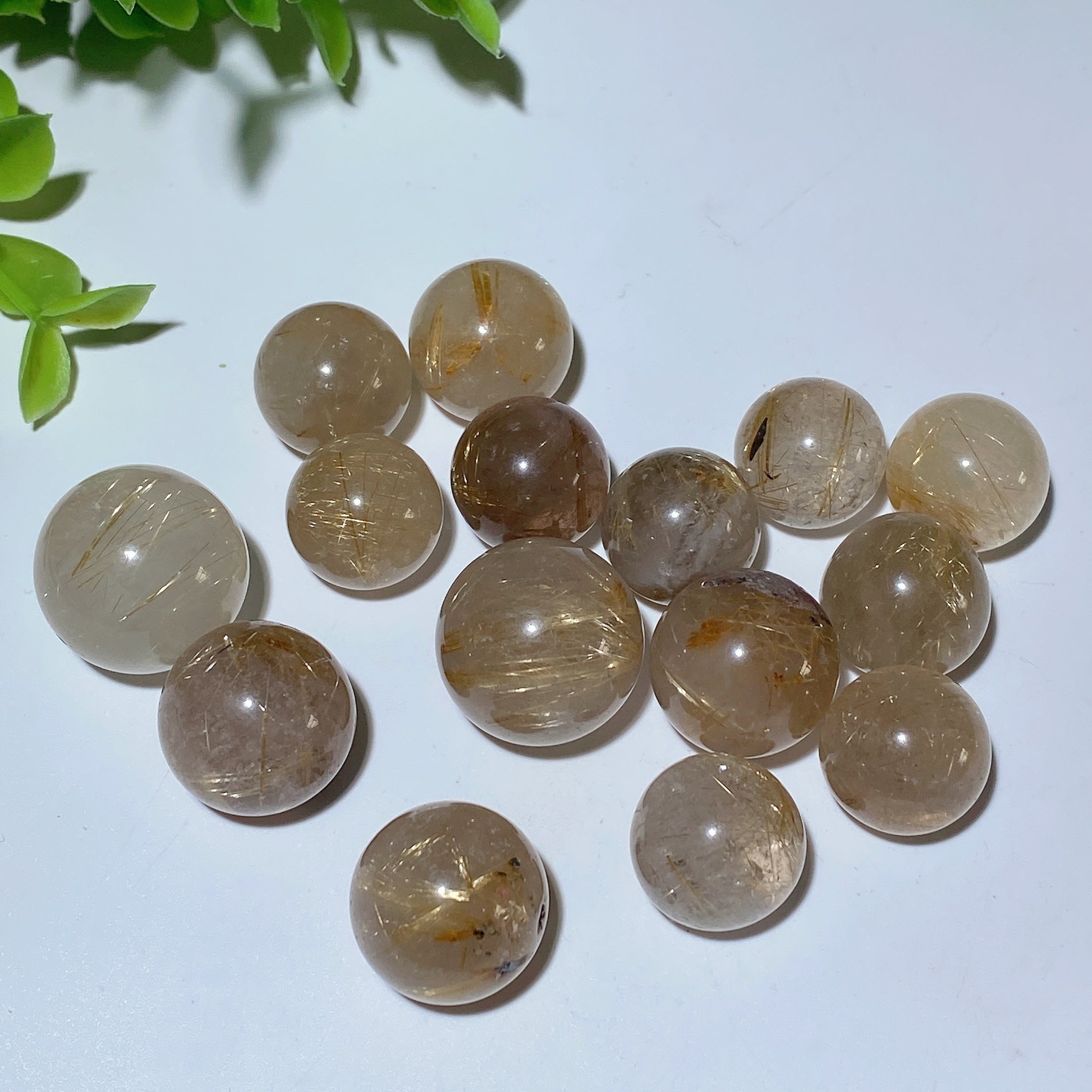 15-20mm Golden Rutilated Quartz Crystal Sphere for Healing