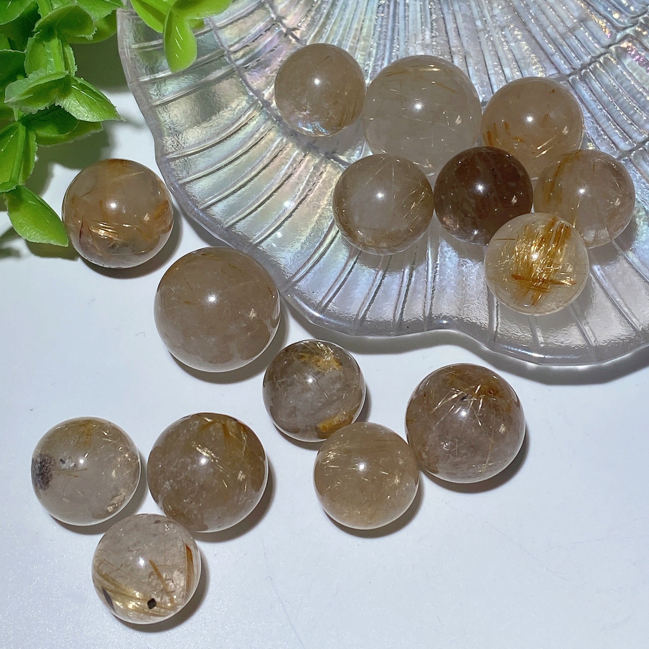 15-20mm Golden Rutilated Quartz Crystal Sphere for Healing