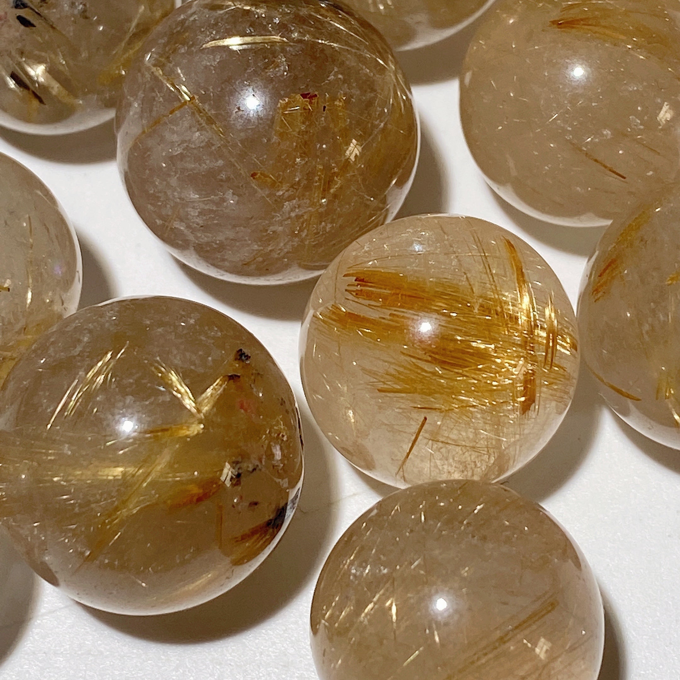 15-20mm Golden Rutilated Quartz Crystal Sphere for Healing