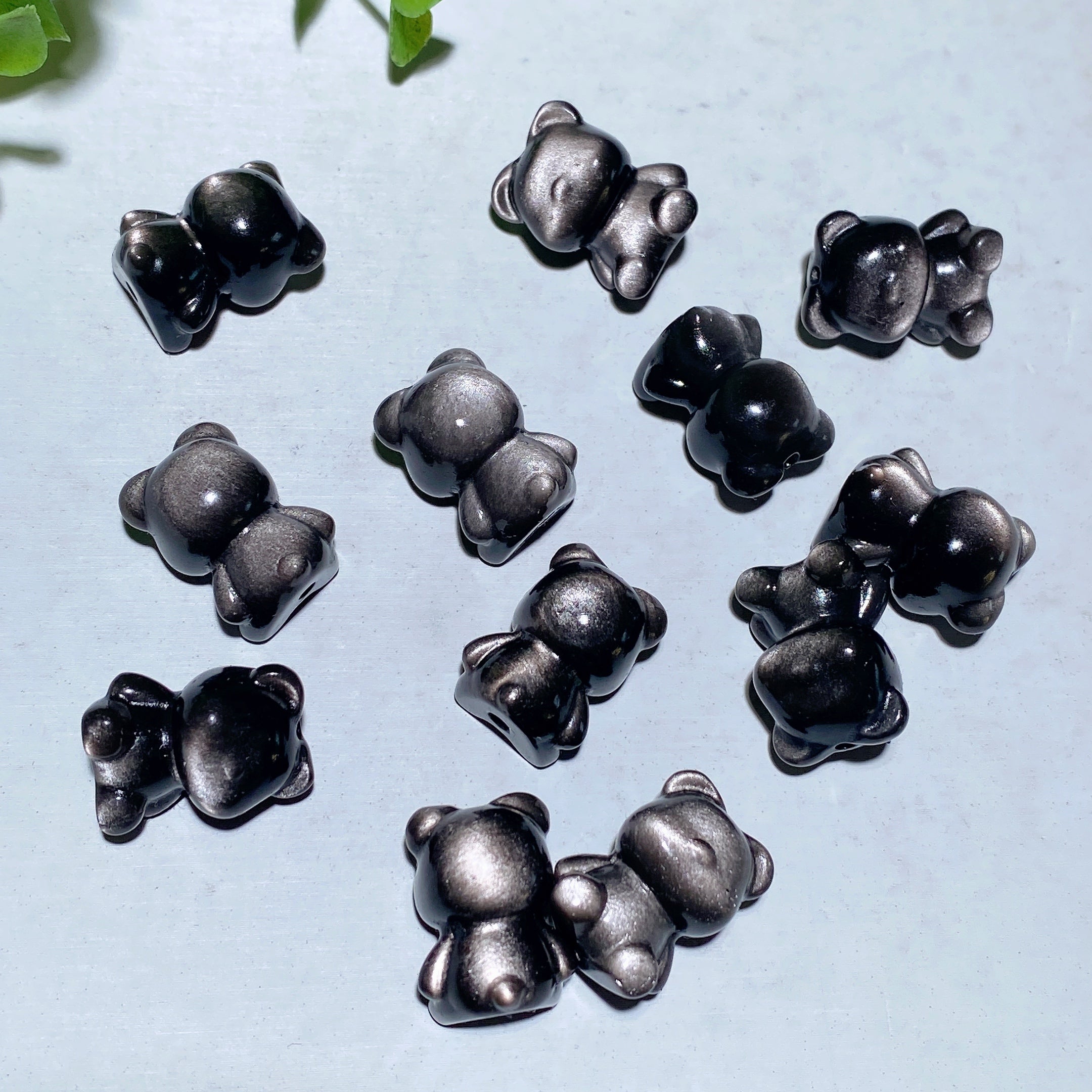 15-20mm Silver Obsidian Drilled Crystal Shapes for Jewelry