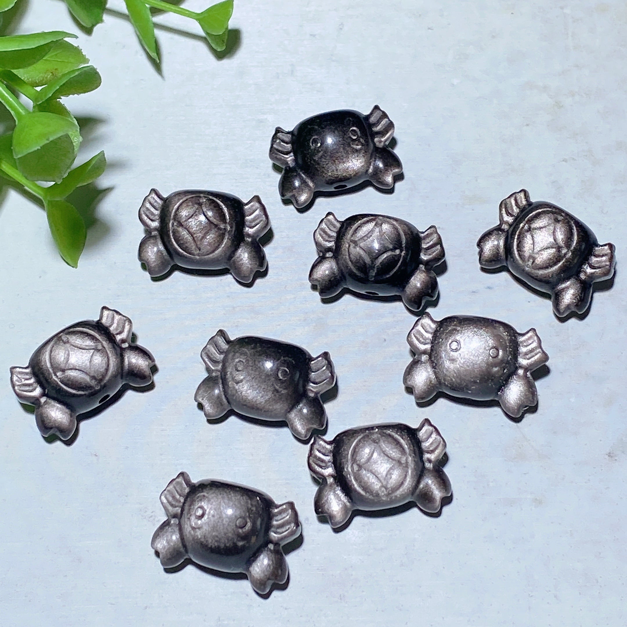 15-20mm Silver Obsidian Drilled Crystal Shapes for Jewelry