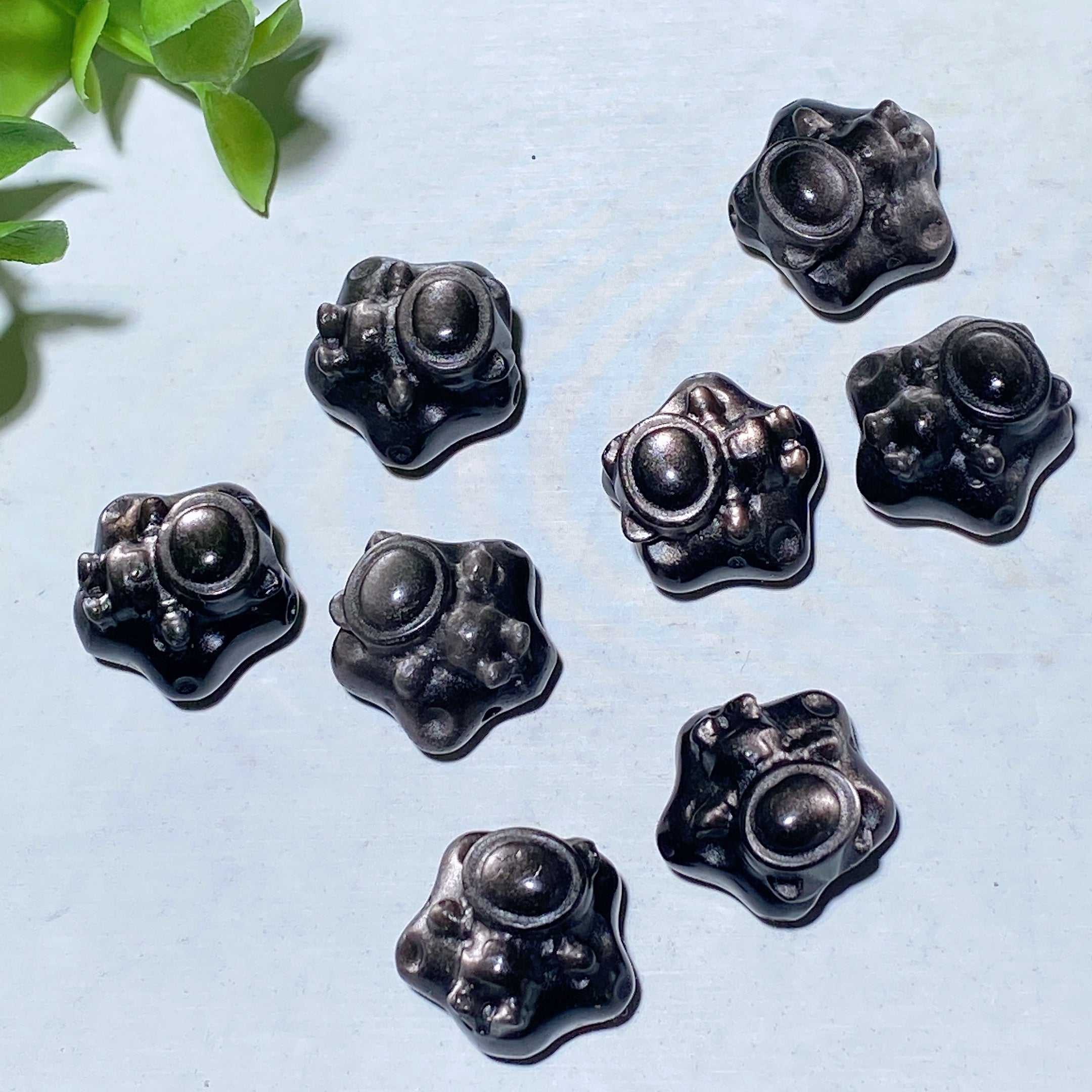 15-20mm Silver Obsidian Drilled Crystal Shapes for Jewelry