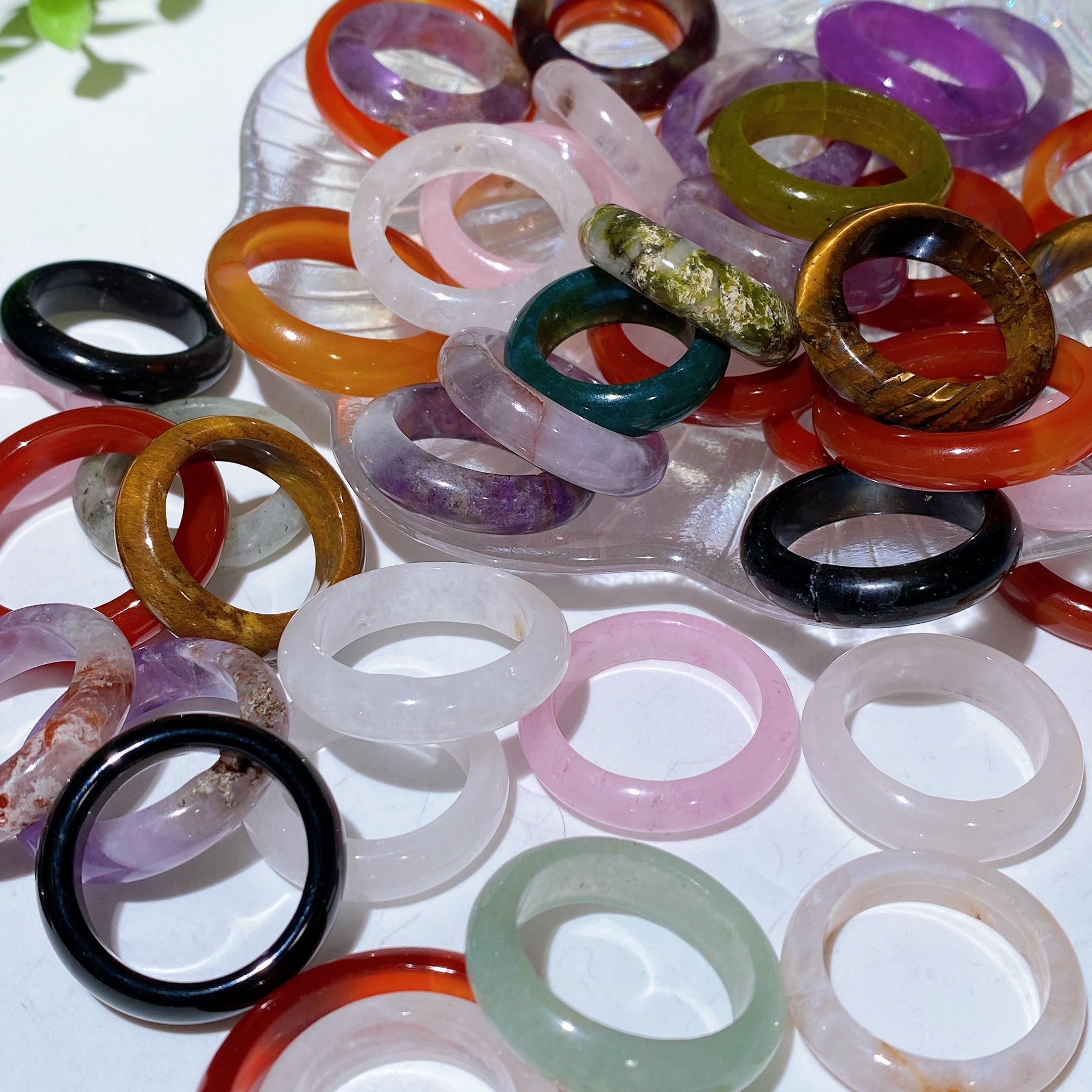 15-22mm Mixed Crystal Healing Rings Bag for Energy