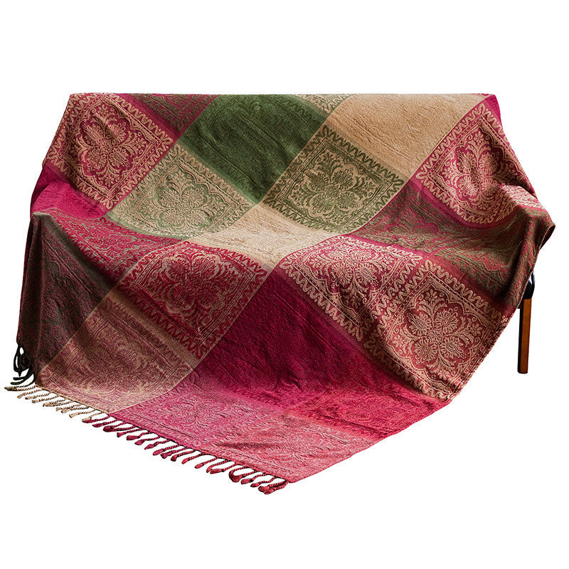 150cm Tibetan Spiritual Textile Blanket Multicolored Flowers