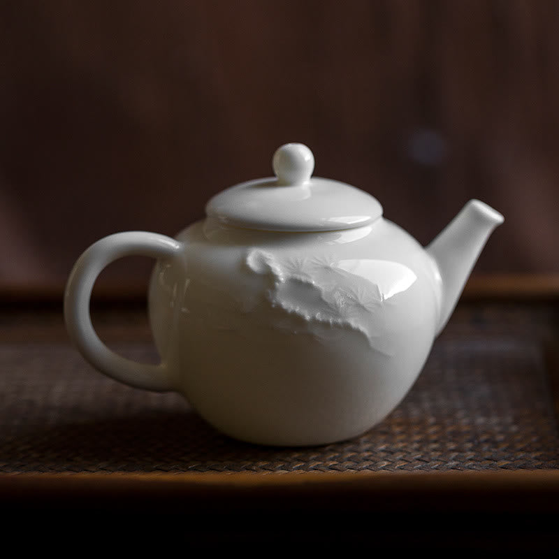 150ml Chinese Ceramic Teapot with Plum Pine Bamboo Engraved Design