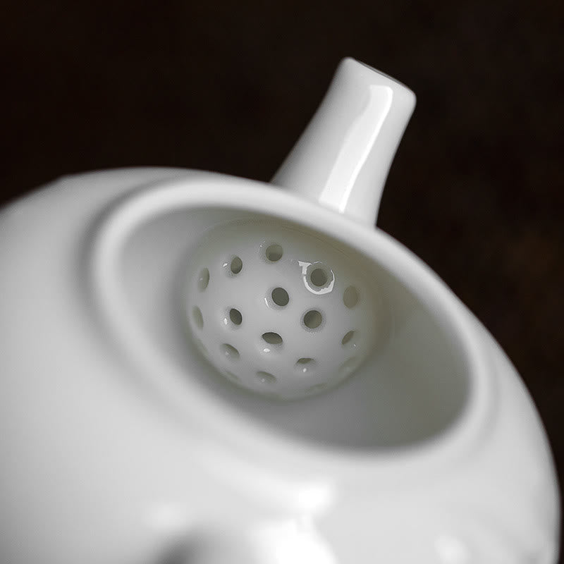 150ml Chinese Ceramic Teapot with Plum Pine Bamboo Engraved Design